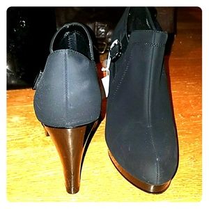 Black Suede Ankle Heel Booties